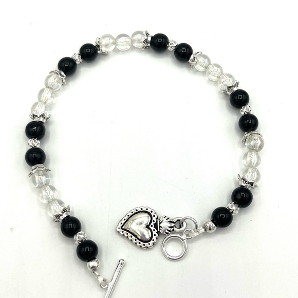 HAND CRAFTED Black Onyx and Acrylic Bubble Bracelet - Picture 3 of 6